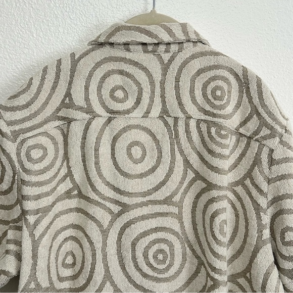 Wellen Cabana Terry Short Sleeve Shirt Men's Large Tan Sand Swirl Beachy Casual - Picture 7 of 9